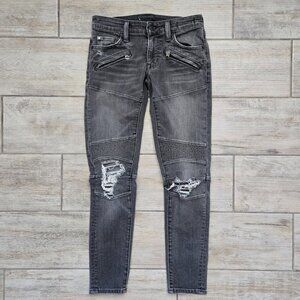 Denim & Supply Morgan Crop Skinny Jeans Women's Low Rise Stacked Moto Frayed 28